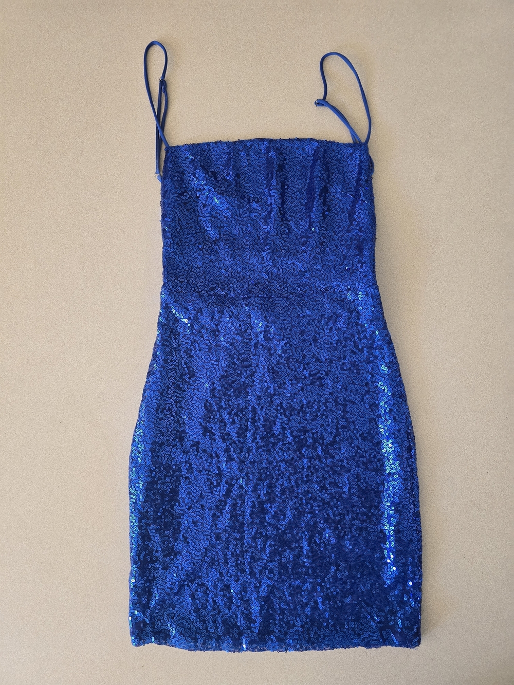 Lucy in the Sky Royal Blue Sequin Spaghetti Strap Mini Dress